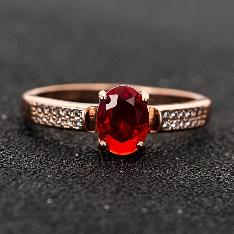 Romantische Rose Gold Oval bilden verrotten Stein Hochzeit Engagement Ringe Kupfer Ringe Für Frauen Band Spezielle Jahrestag Schmuck