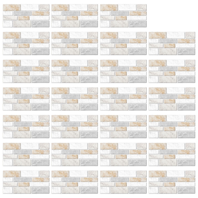27pcs Imitation Marble Brick Tile Stickers DIY Self Adhesive Kitchen Floor Wall Sticker Bathroom Home Decoration 20x10cm