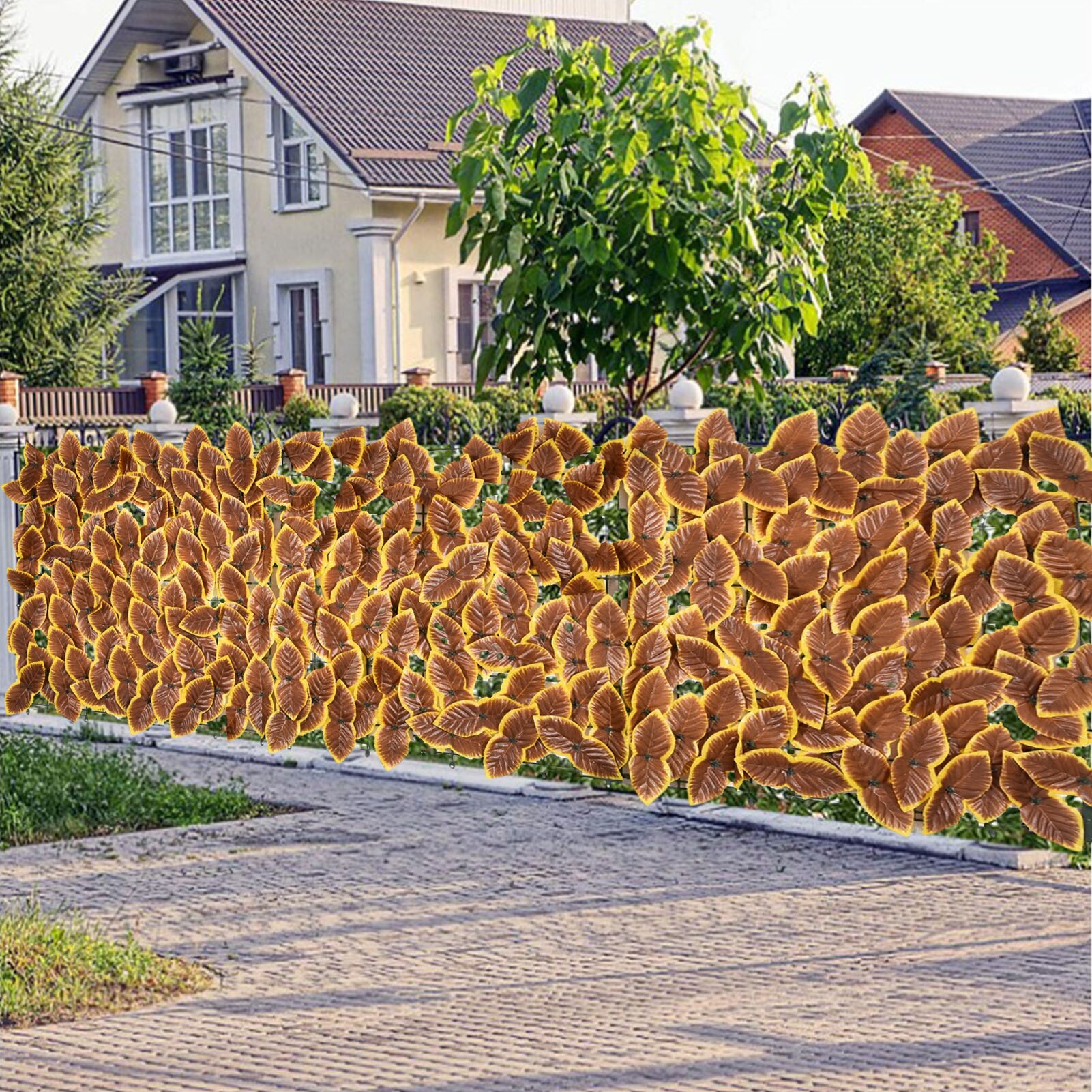 Artificial Leaf Garden Fence Screening Roll UV Fade Protected Privacy Artificial Fence Wall Landscaping Ivy Garden Fence Panel