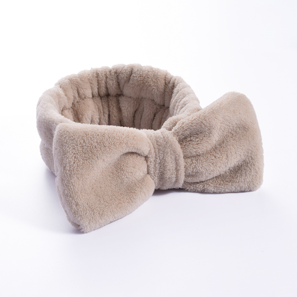 Diademas para el pelo para lavar la cara, diadema con lazo de lana Coral suave y cálida para mujeres y niñas, turbante, accesorios para el cabello de: Café