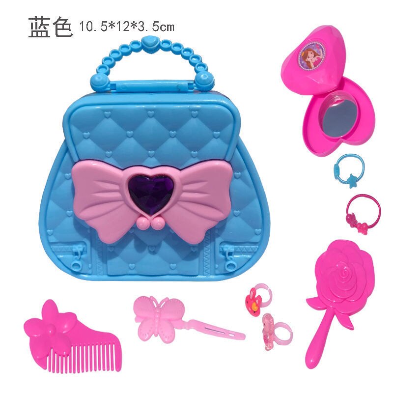 Rosa freundlicher Prinzessin Tasche Mädchen Spielen Haus Handtasche Kleine Mädchen Kosmetik Tasche Nette Mini Tasche Spielzeug für Mädchen: Blau-B