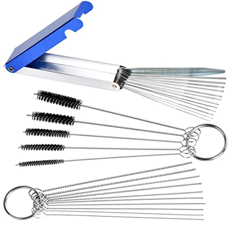Airbrush Reiniger Set Vergaser Carbon Dirt Jet Entfernen Reinigungsnadeln Bürsten Reinigungswerkzeuge für Automobil Motorrad Schläuche: Rot