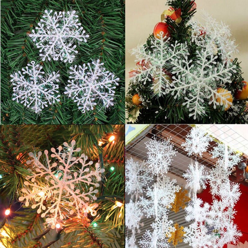 30 stks/set White Snowflake Charms Kerst Festival Party Decor Ornament Accessoires