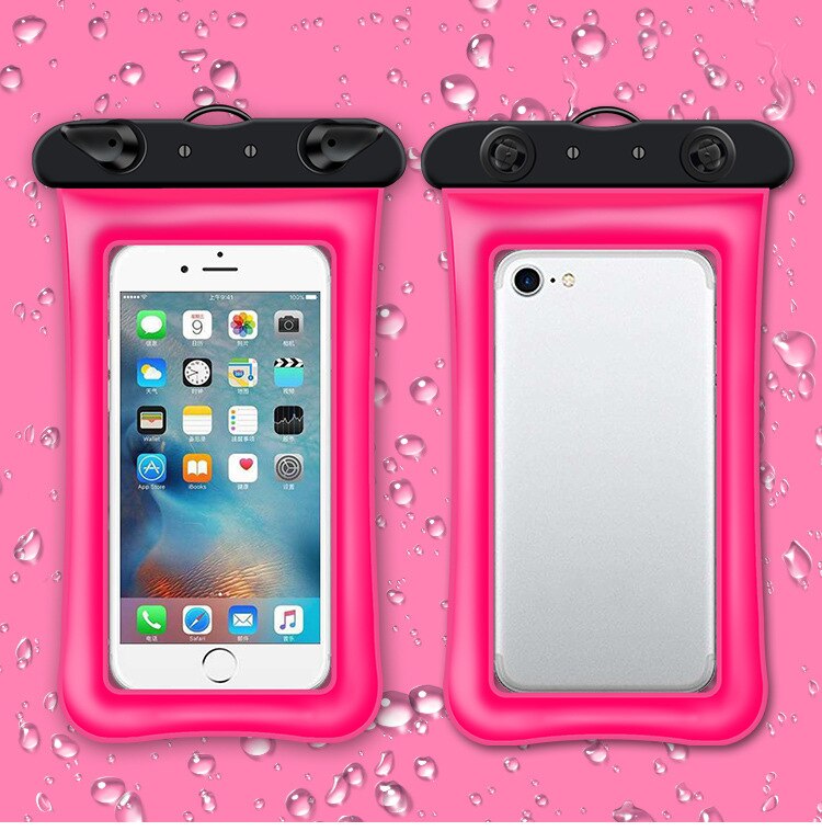 Funda impermeable Universal flotante para iPhone XS Max XR X 8 7 6 Plus para Samsung S10 S9 S8, bolsa impermeable para teléfono móvil: Pink