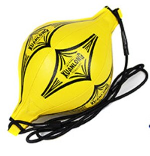 PU Leder Doppel Ende Bodybuilding Boxen Geschwindigkeit Ball Boxsack Professionelle Erwachsene Fitnessraum Birne Mit Inflator Fitness Ausrügestochen: Gelb