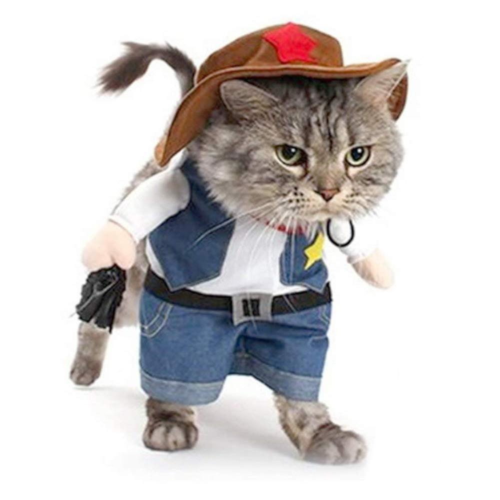 Nacoco cowboy hunddräkt med hatt hundkläder halloween kostymer för katt och liten hund