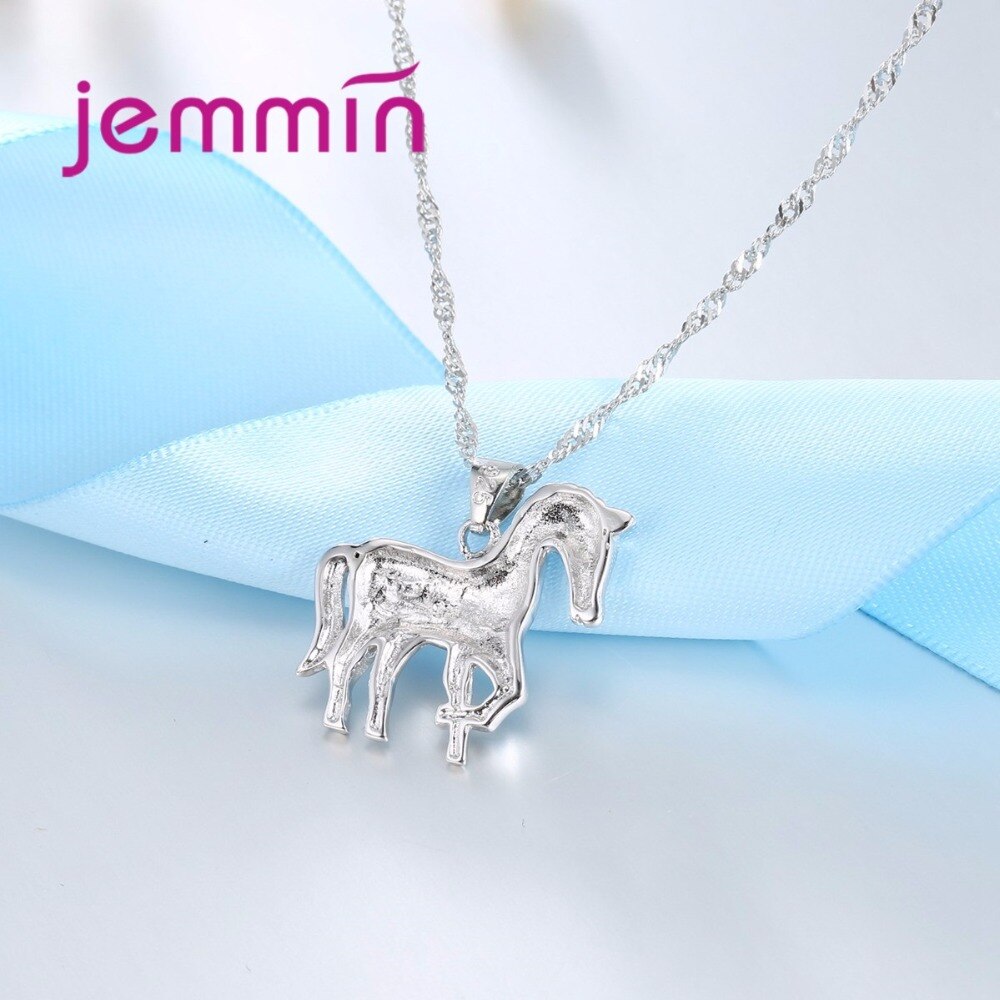 Horse Jewelry Set with Blue Fire Opal Stone Exquisite Animal Pendant Necklace & Earrings 925 Sterling Silver