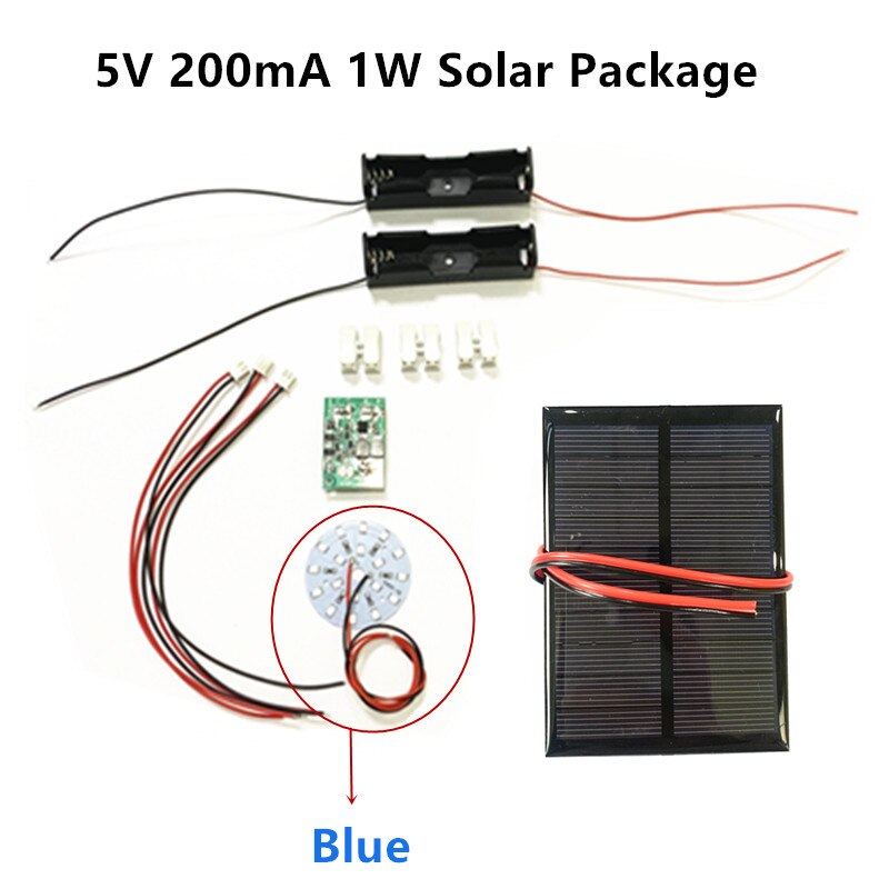 DIY KIT 5V 200mA 1W 2.5W Solar Panel with 0.6A Solar lamp Light controller 3.7V 5V 600ma with 3.7V 5W LED: 5V 1W Blue Package