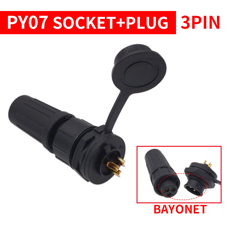 1Stck PY07 Z108 Hintern Anschlüsse Wasserdichten Stecker Kunststoff Steckdose IP67 Bajonett Gewinde 2Stift 3Stift 4Stift 5Stift 6Stift 7Stift 8Stift: dunkel Grau