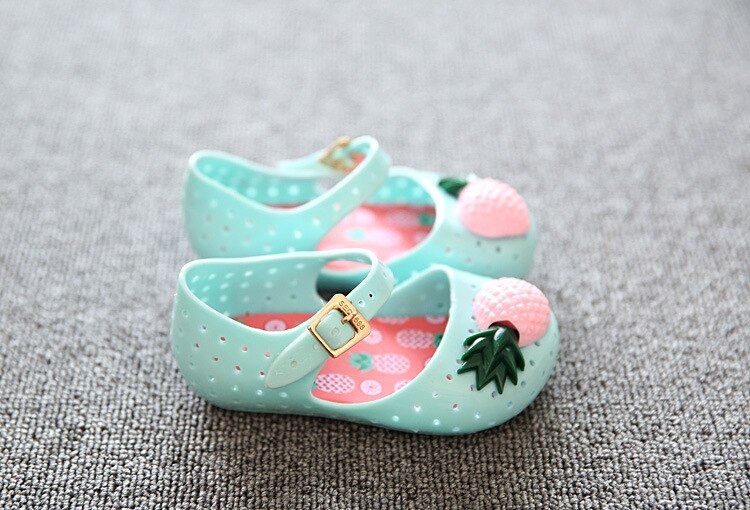 mini SED sandały dziecięce dzieci dziewczyna moda dziura galaretki buty maluch miękkie buty plażbyć winnym ananas antypoślizgowe cukierki buty SH078: mennica / 27 insole 15.5cm