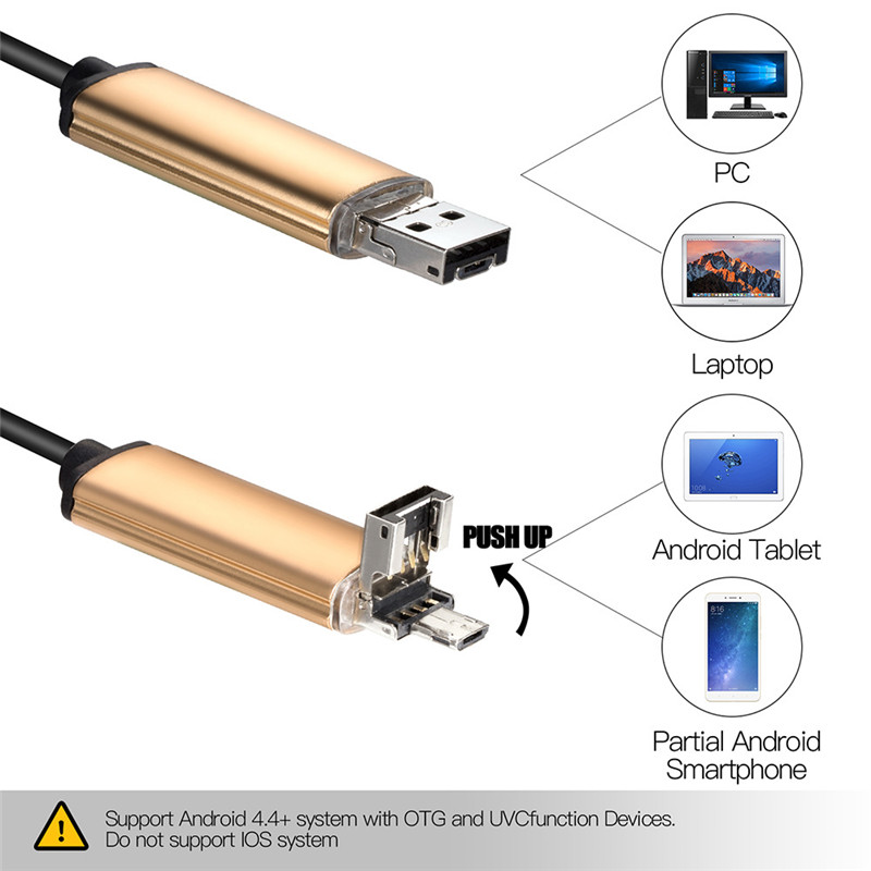 7mm 2 en 1 Endoscope USB Endoscope USB 480P HD 7mm Micro caméra d'inspection pour iphone intelligent