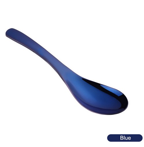 Hoch 304 Edelstahl Löffel 3 Größe Große Gold Reis Suppe Löffel freundlicher Eis Nachtisch Löffel Küche Abendessen geschirr: Blau / L 4.3 x17(cm)