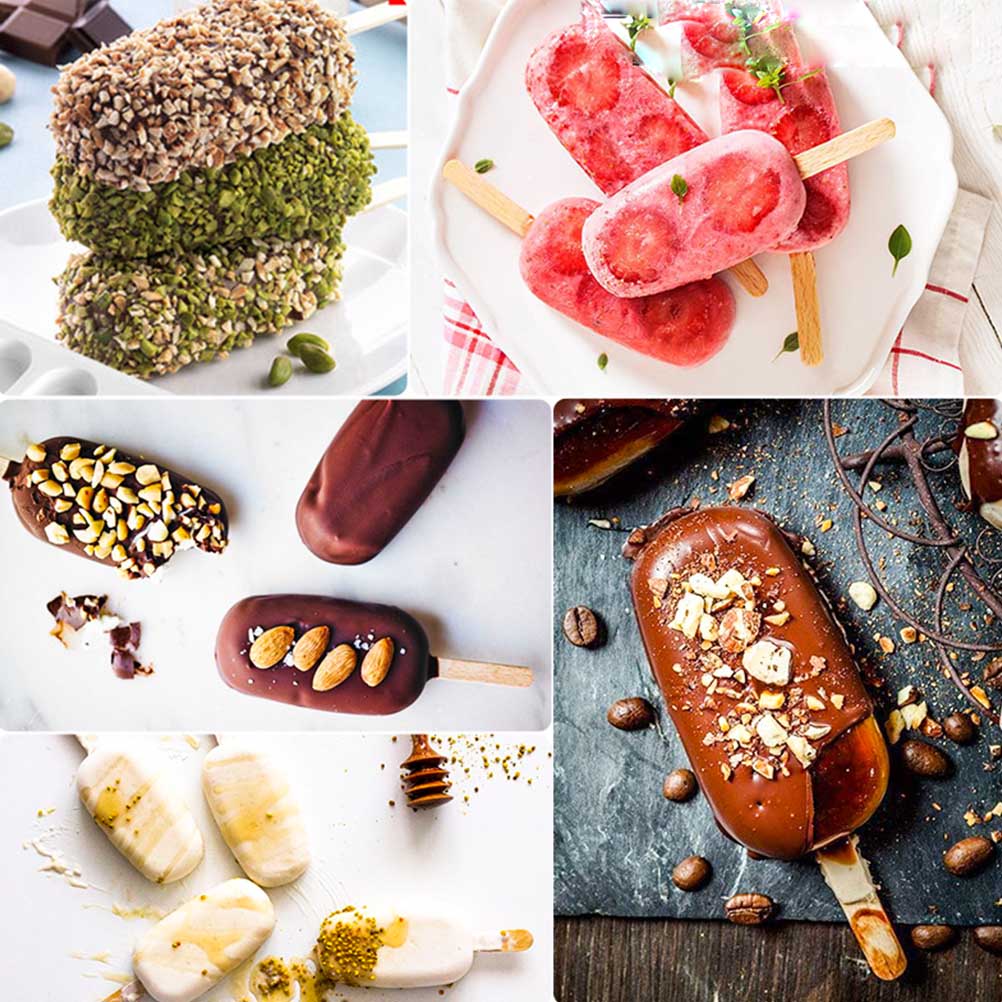 2Pcs Cavities Ice Cream Mold Makers Silicone Freezer Ice Cream Mold Ice Cube Moulds Juice Popsicle Molds Dessert Molds Tray