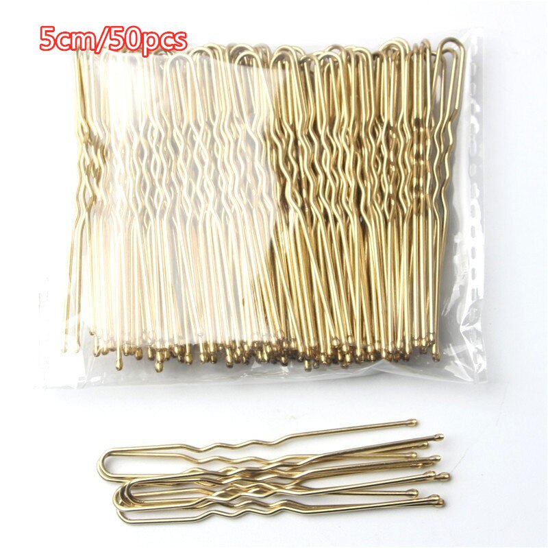 Horquilla básica de Metal chapada en oro y marrón en forma de U, horquilla Invisible para estilismo del cabello, accesorios para el cabello de salón, agarre seguro para el cabello: YELLOW
