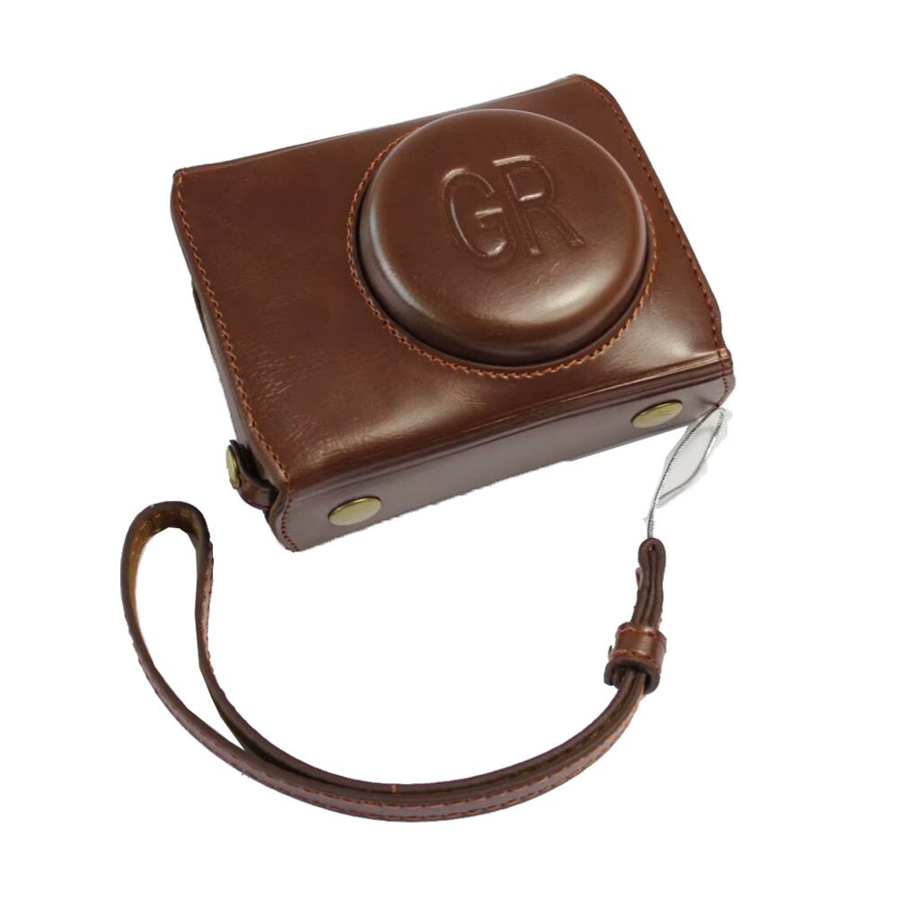 Funda de silicona suave para cámara cuerpo de goma cuero PU funda de lujo bolsa de piel para Ricoh GRIII GR3 GR III Vidrio Templado película protectora: luxury coffee case