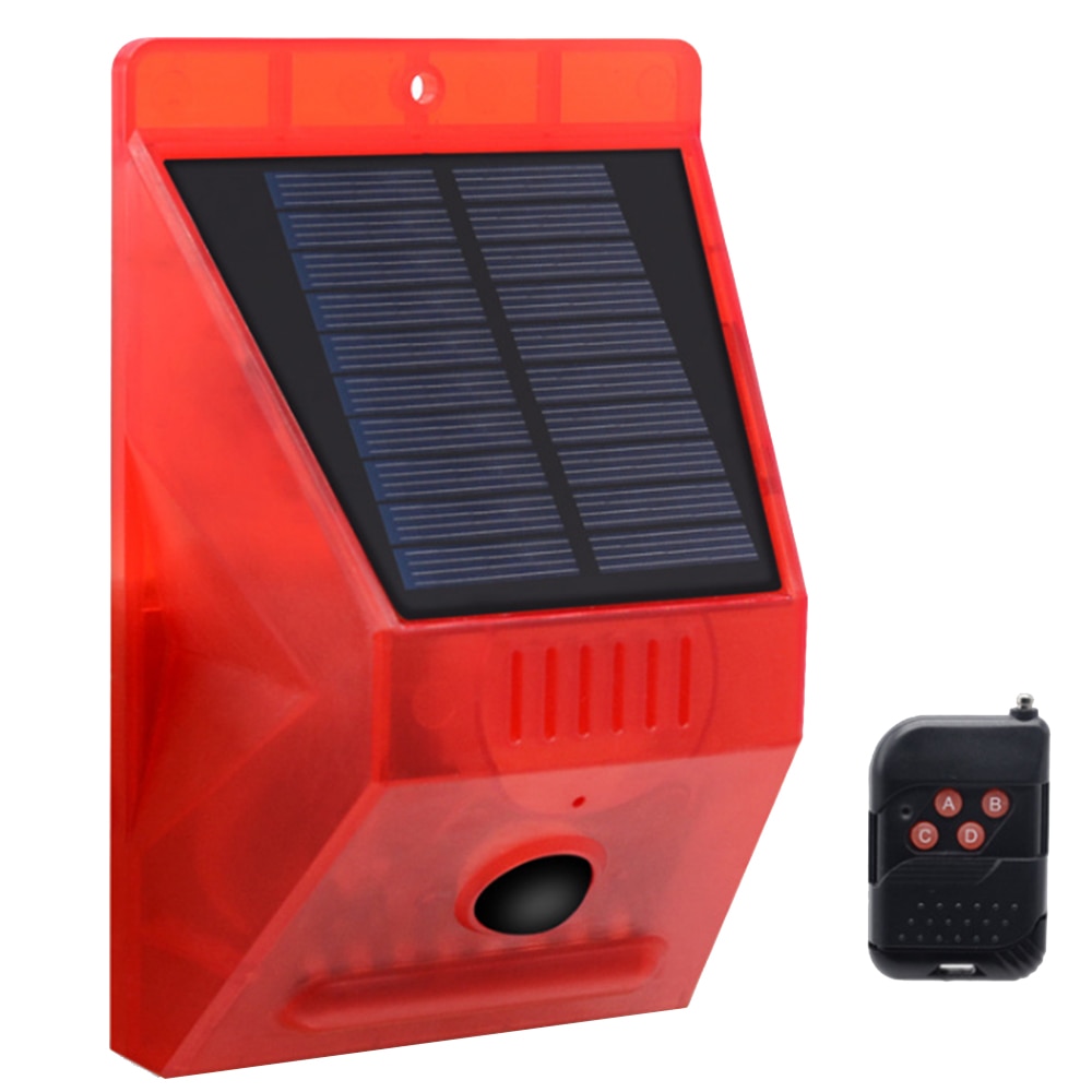 Solar ljudvarning blixt varning ljudlarm larm rörelsesensor siren strobe säkerhetslarmsystem för utomhusbruk