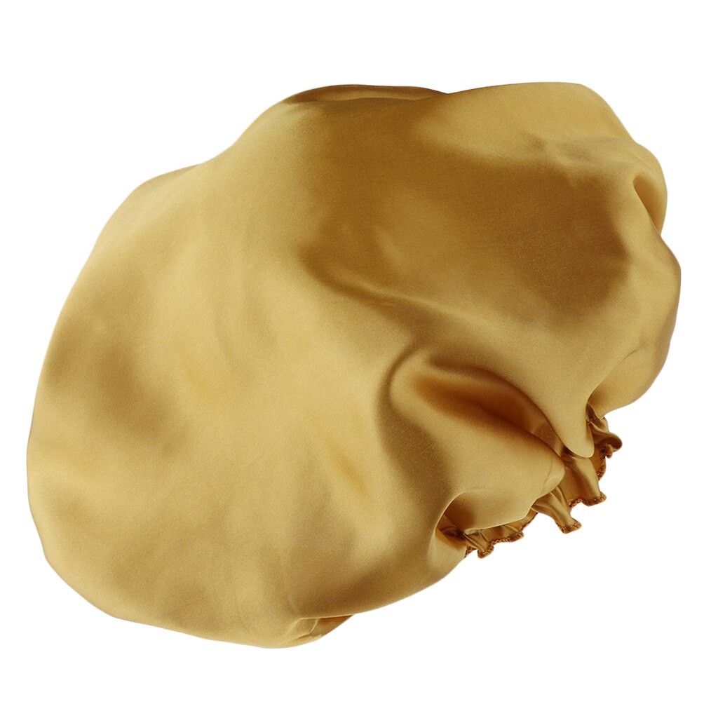 Satijnen slaapmuts dames haarverzorging muts slaapmuts hoofdbedekking wikkel: Gouden