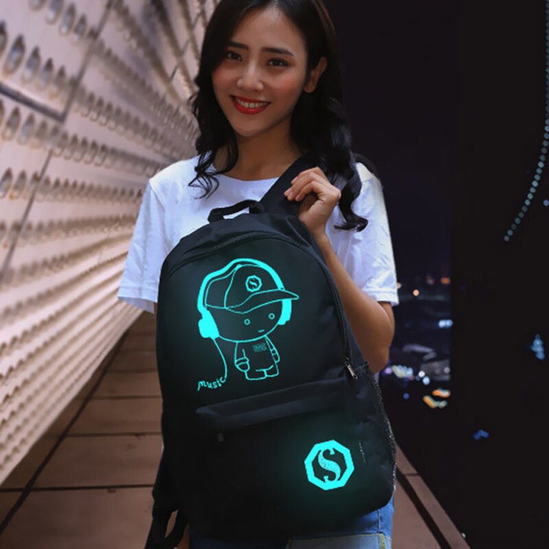 Anti-Dief Tas Lichtgevende Schooltassen Voor Jongens Student Rugzak 15-17 Inch Mochila Met Usb Opladen poort Slot Schooltas