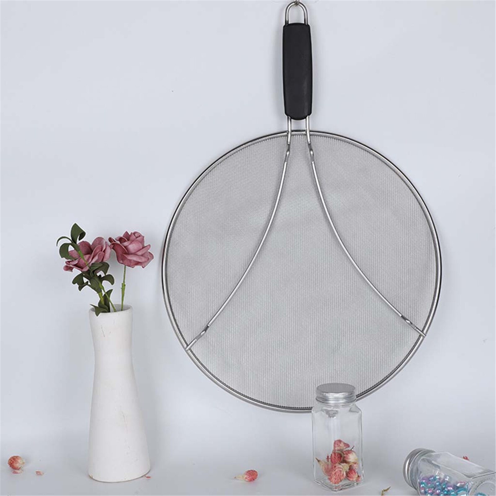 Grease Guard Shield Splatter Screen Frying Pan Handle Splash Net Stainless Steel Oil Protect Mesh 14 Inch