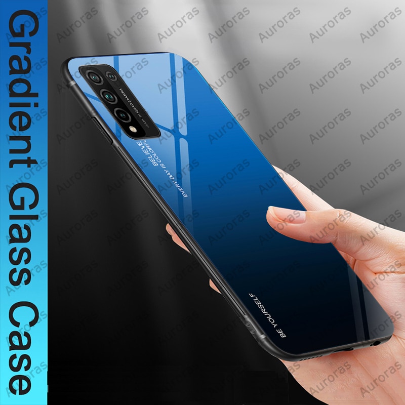 Auroras Tempered Glass Case For HONOR 10X Lite Macaron Solid Color Luxury Hard Back Cover For Honor 10X Lite Case