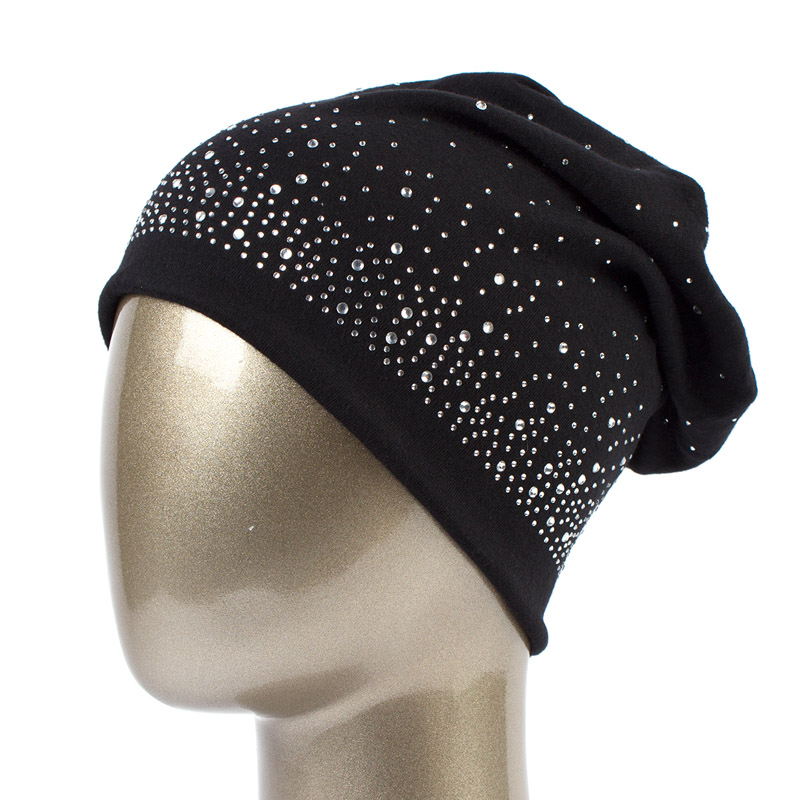Geebro Women's Winter Slouchy Diamond Beanies &amp; Skullies Ladies Cotton Beanie Hat with Rhinestones Casual Thick Outdoor Ski Caps