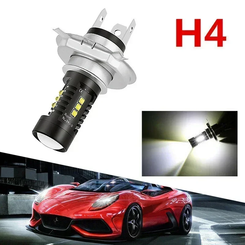 Kit de conversión de bombillas de faros Led H4, 9003, 60W, 1800LM, 6000K, bombilla de conversión de faros LED COB para coche, bombilla LED de haz alto/bajo