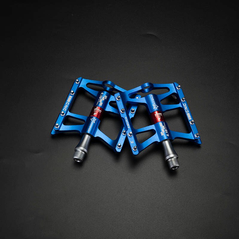 ROCKBROS Anti-slip Bicycle Pedals 4 Sealed Bearings Mountain Bike Pedal Ultralight MTB Pedals Aluminium Alloy Cycling Falt Pedal: Blue