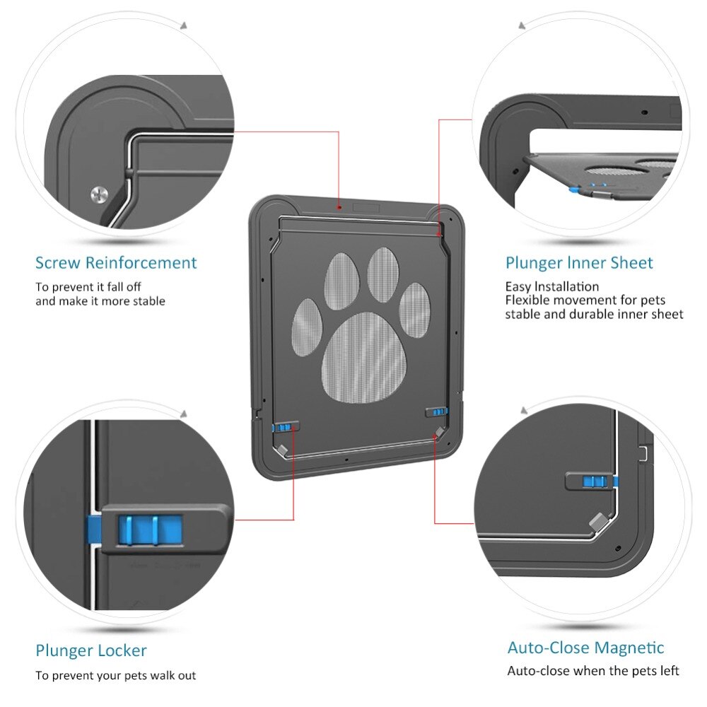 Pet Door Safe Lockable Magnetic Screen Outdoor Dogs Cats Window Gate House Enter Freely Pretty Garden Easy Install