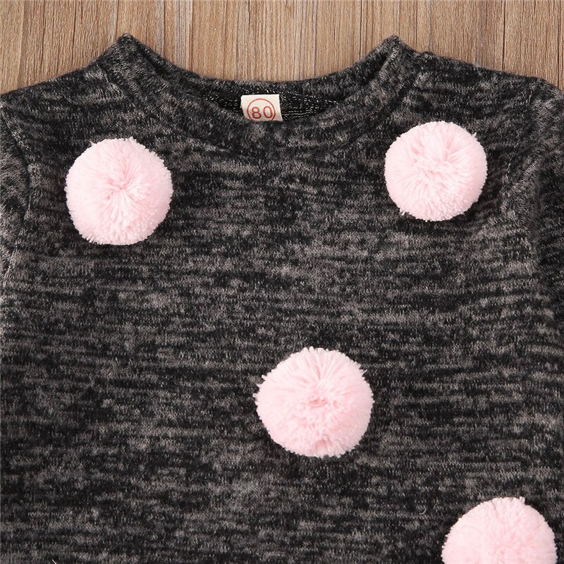 Roupas infantis 1-4 anos, roupas para crianças, meninas, bebês, outono e inverno, conjunto de roupas de criança, camisola de malha com bola de cabelo, tops + saia tutu roupas para meninas