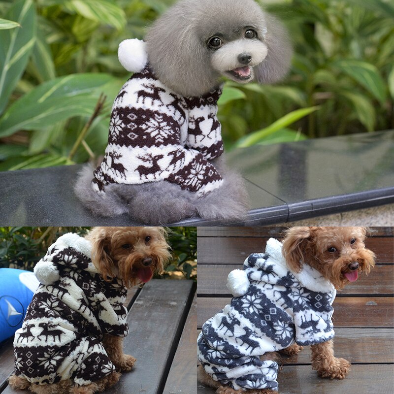 Inverno quente macio hoodie macacão casaco roupas traje para cachorro de estimação cachorro quente bonito
