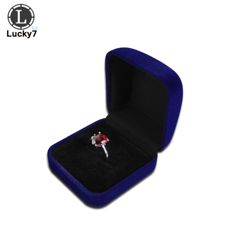 Flocking Ring Box Blue Red Black Jewelry Package Box 7 Colors Available Ring Stud Earrings Jewelry Organizer Storage Box: Blue and black