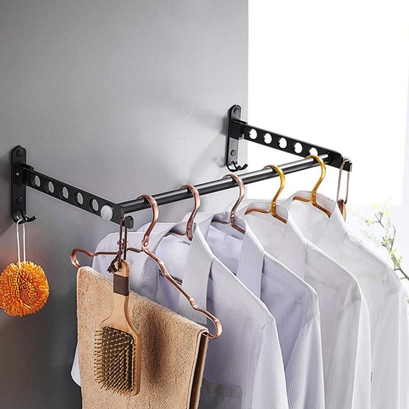 Wall Mount Clothes Hanger Rack Retractable Clothes Rack Wall Hangers for Clothes Closet Organizers and Balcony