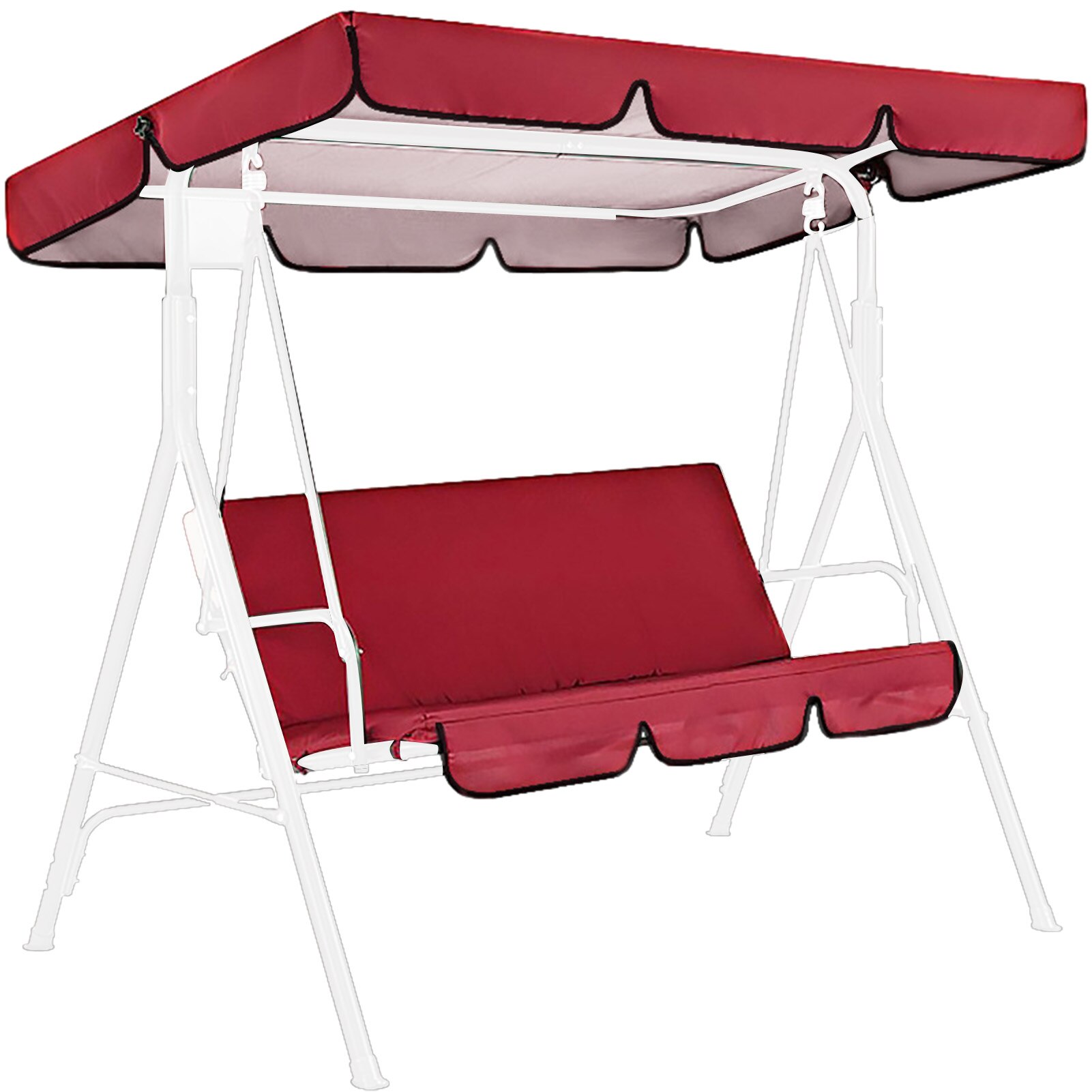 Terras Schommel Stoel Cover En Luifel Set Universal Tuin Regendicht En Zonneplek Stoel Stofdicht 3-Seater Outdoor Luifels: Red