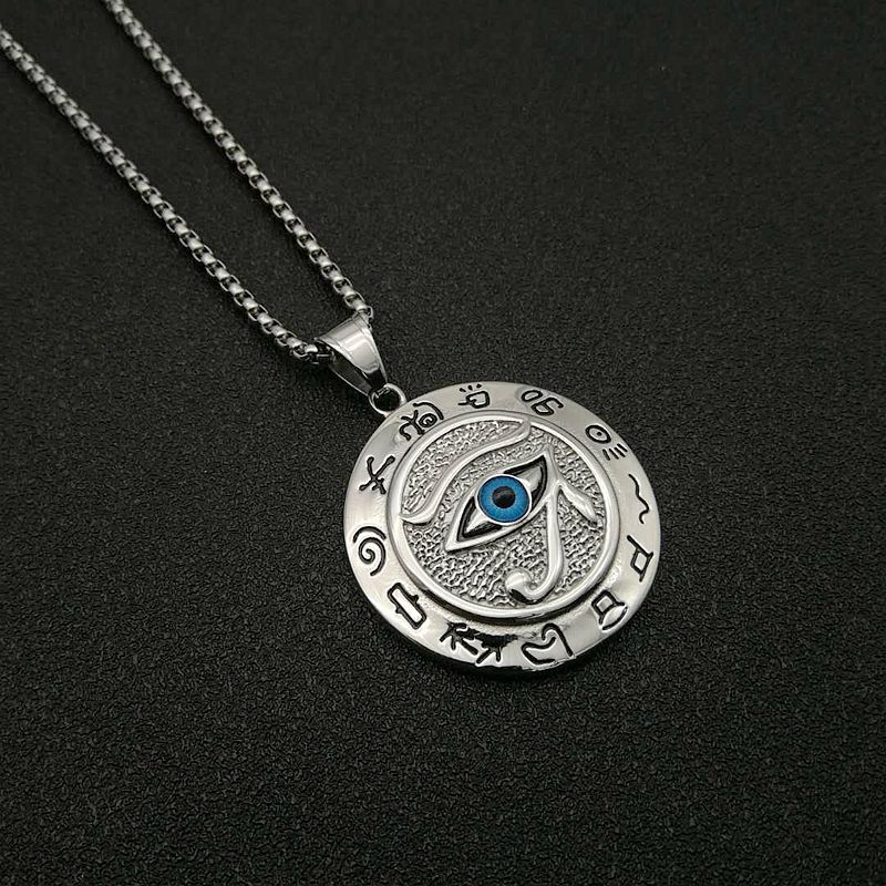 Oude Egypte Het Oog Van Horus Hanger Kettingen Voor Vrouwen En Mannen Gouden Kleur Rvs Ronde Sieraden