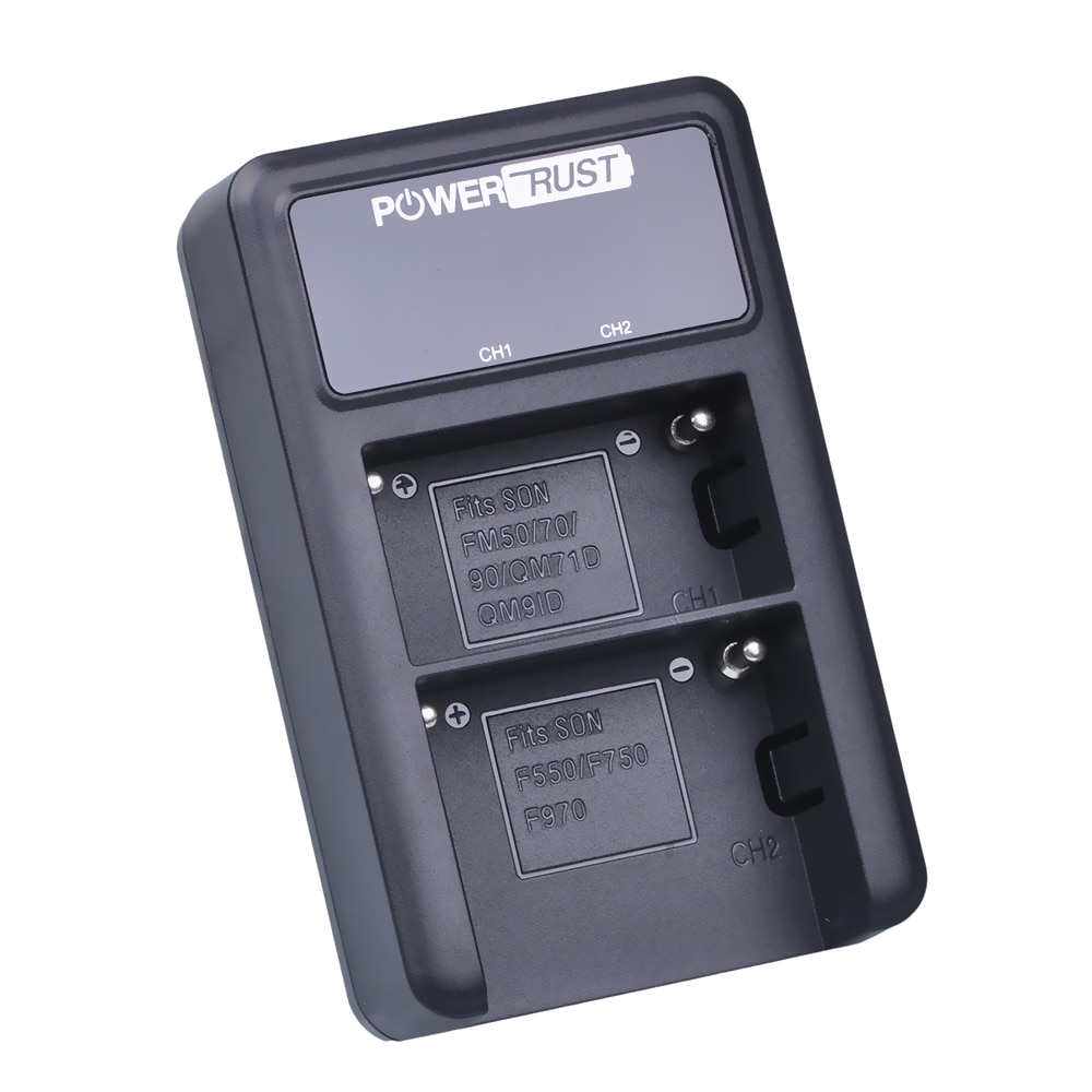 PowerTrust LED Dual USB Ladegerät Für Sony NP-FM50 NP-FM70 NP-FM90 NP-FM500h NP-F550 NP-F570 NP-F750 NP-F770 NP-F960 NP-F970