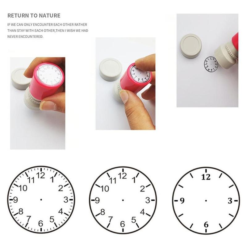 Tampon d'horloge 1 pièce, outils d'enseignement pour enfants, apprentissage, horloge, horloge, sceau, école primaire G7S9