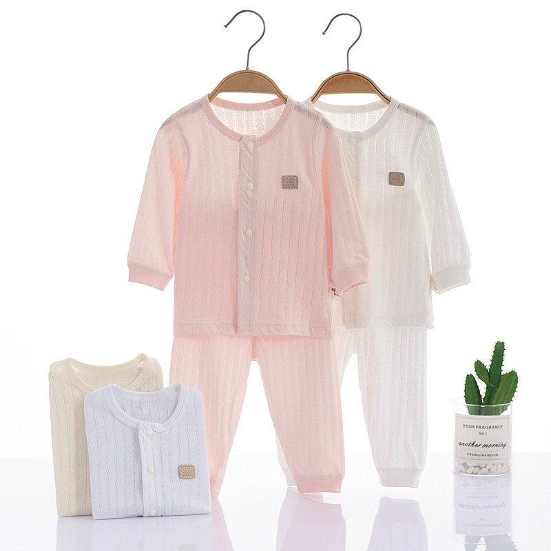 Set di biancheria intima per bambini pigiama per neonato sottile estivo manica lunga Split Sleepwear abiti cappotto sottile in puro cotone per neonati