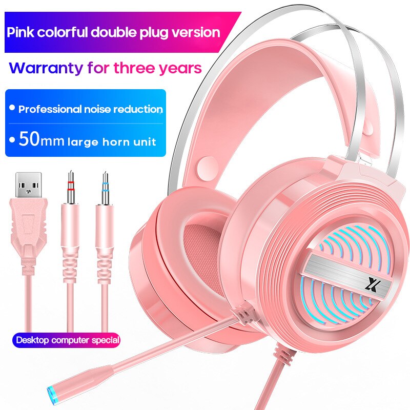 7.1 Channel Gaming Headset Headphone Wired Gamer Headphone Stereo Sound Headsets With Mic LED Light For Computer PC Gamer: 06