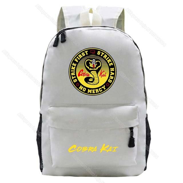 Mochila escolar de nailon con de Cobra Kai para niños y niñas, morral escolar con de Cobra Kai: 5