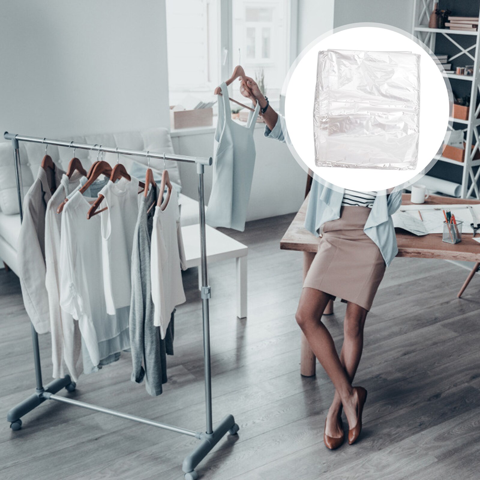Sacs à vêtements en plastique transparent, 50 pièces 60x90cm, housse anti-poussière pour vêtements, sacs de rangement jetables pour la maison, boutique en plein air: 110X60cm