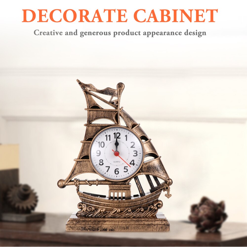 Sailboat Sculpture Alarm Clock Luxury Retro Alarm Clock Novelty Table Desk Clock