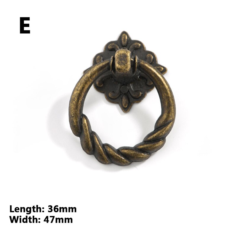 Tiradores de bronce de anillo Retro, armario de pomo de un solo orificio, perillas de muebles, tirador de cajón de tocador de armario: 5