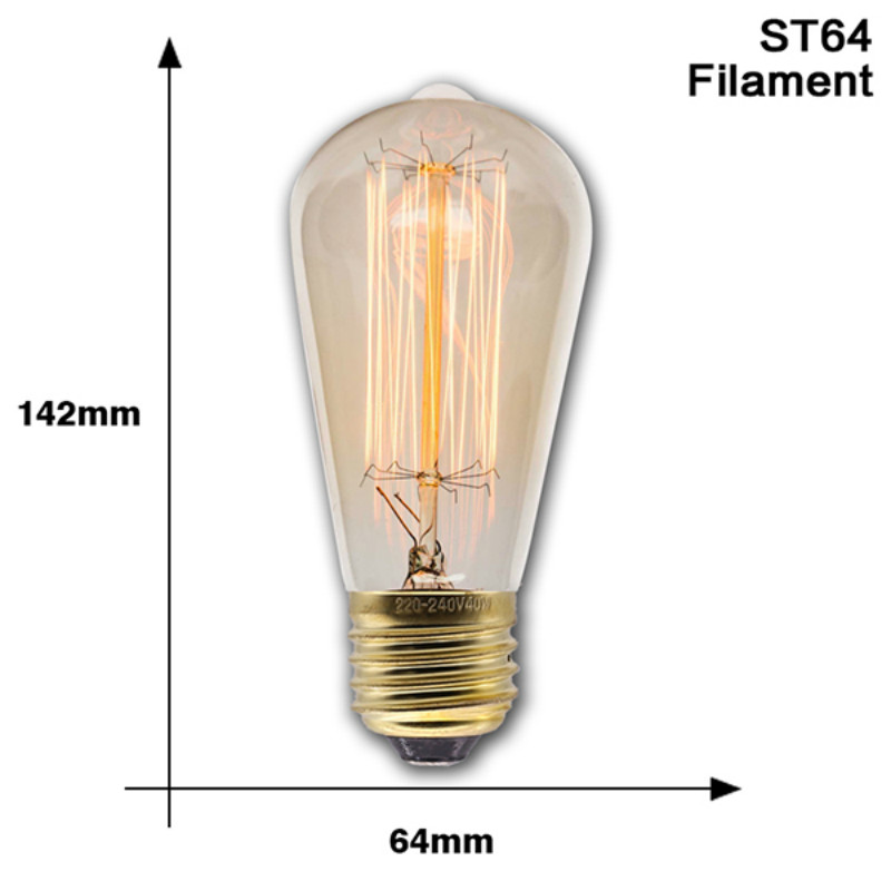 Retro żarówka Edison E27 220V 40W ST64 G80 T45 A19 Ampułka Vintage Edison Żarówka Żarówka Żarówka do domu Decor: YELLOW