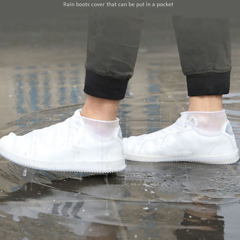 Silicone Rain Boots Cover Waterproof Cotton Pad Non-Slip Wear-Resistant Outdoor Pocket Shoe Cover