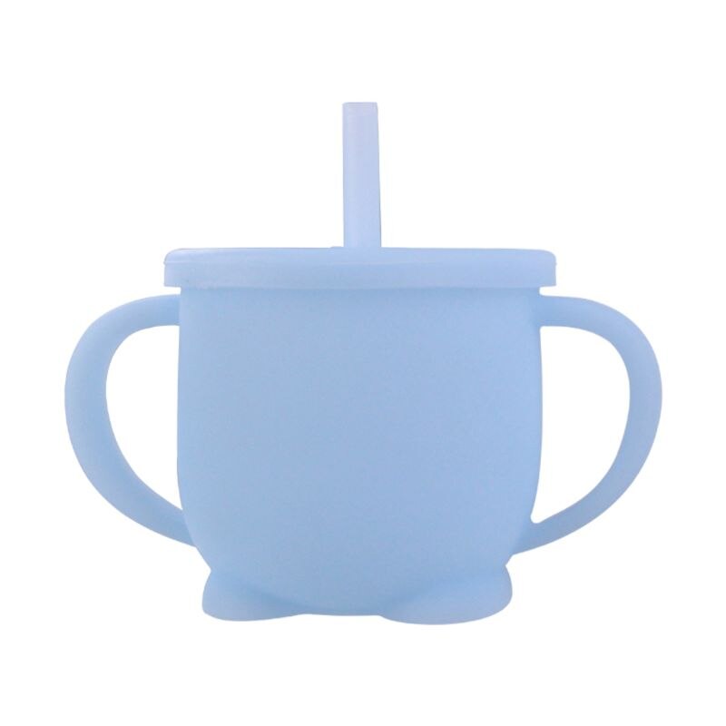 Baby sugerør flaske småbarn lære drikke silikon sippy cup drinkware baby mate kopp: Bl
