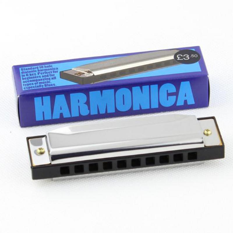 Keep harmonicas 10 huller 20 tone key of c sølvfarve blues jazz rock folkemusik musikinstrument diatonisk harpe  hk00490