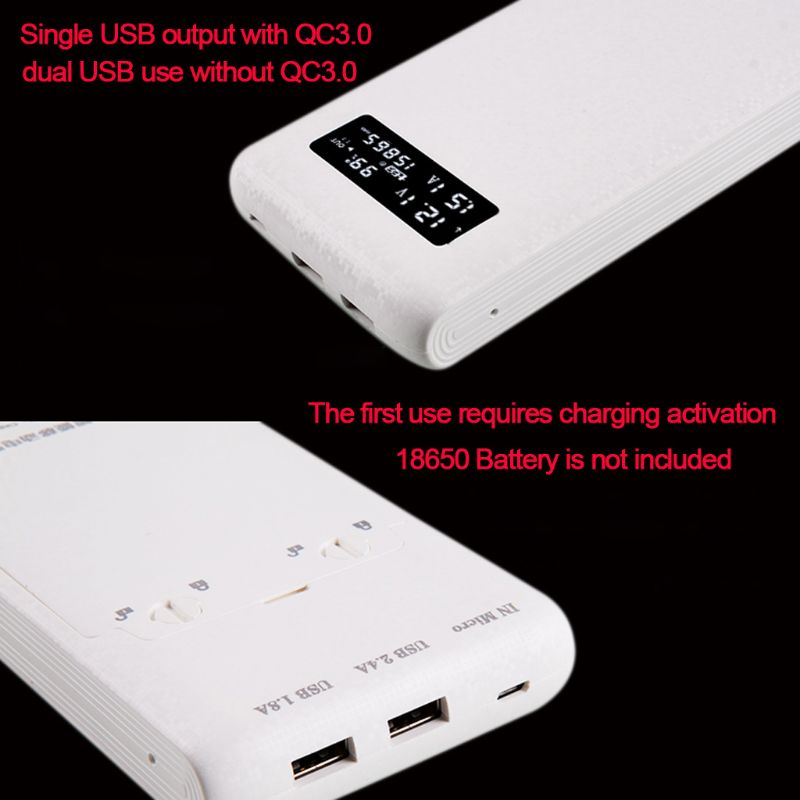 (No Battery)Dual USB QC3.0 Output 6x 18650 Batteries DIY Power Bank Box Holder Case Fast Charger For Mobile Phone Tablet PC W91A