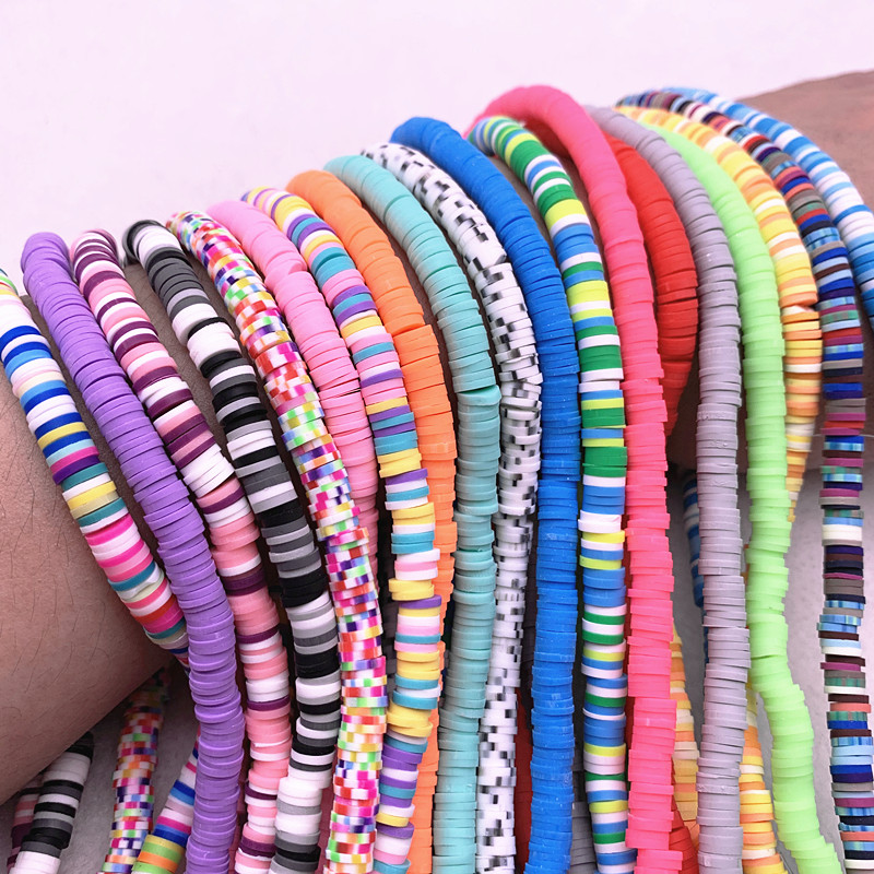 6mm Flat Round Handmade Polymer Clay Beads Spacers Loose Disc Bead for Jewelry Making Findings DIY