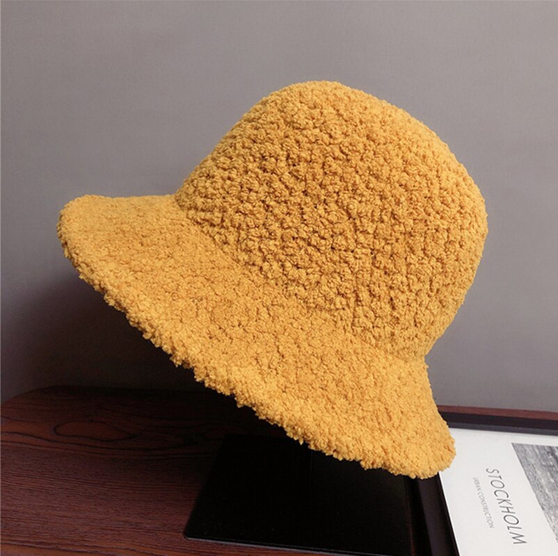 Winter Warm Knitted Hats Ladies Korean Color Matching Wool Fisherman Hats Bucket Hat Women Hat