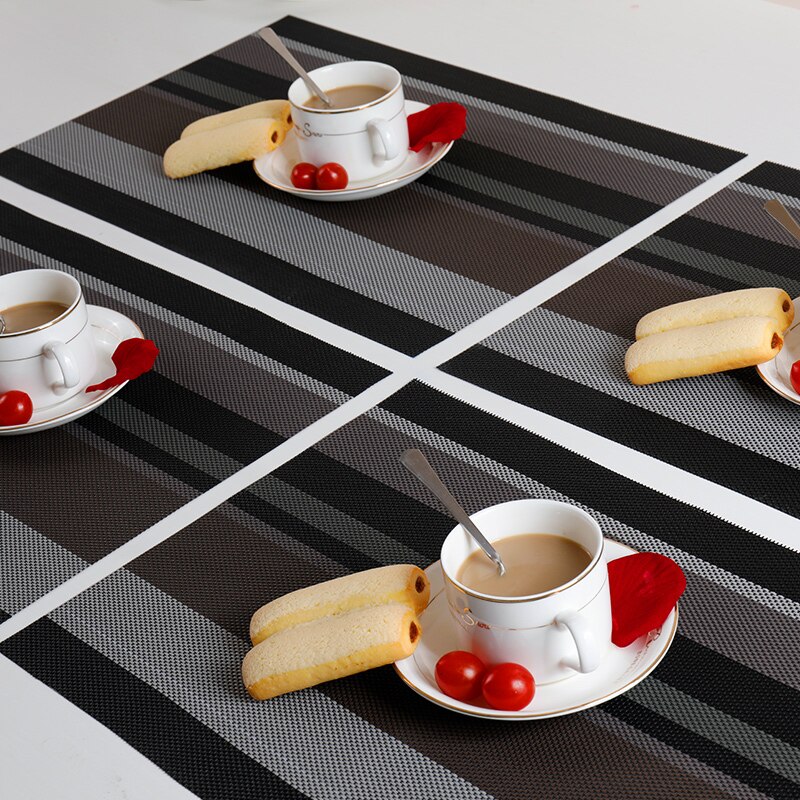 Placemats Voor Eettafel Thuis Geweven Vinyl Wasbaar Tafel Plaats Matten Duurzaam Hittebestendig Placemats Pak Van 4 Pcs: Black Stripe